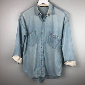 Zara Trafaluc Light Chambray Denim Button Down